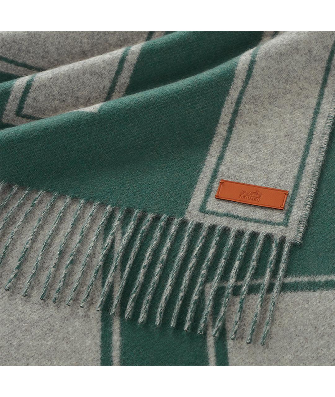 HERMES Зеленый кашемировый шарф, фото 2
