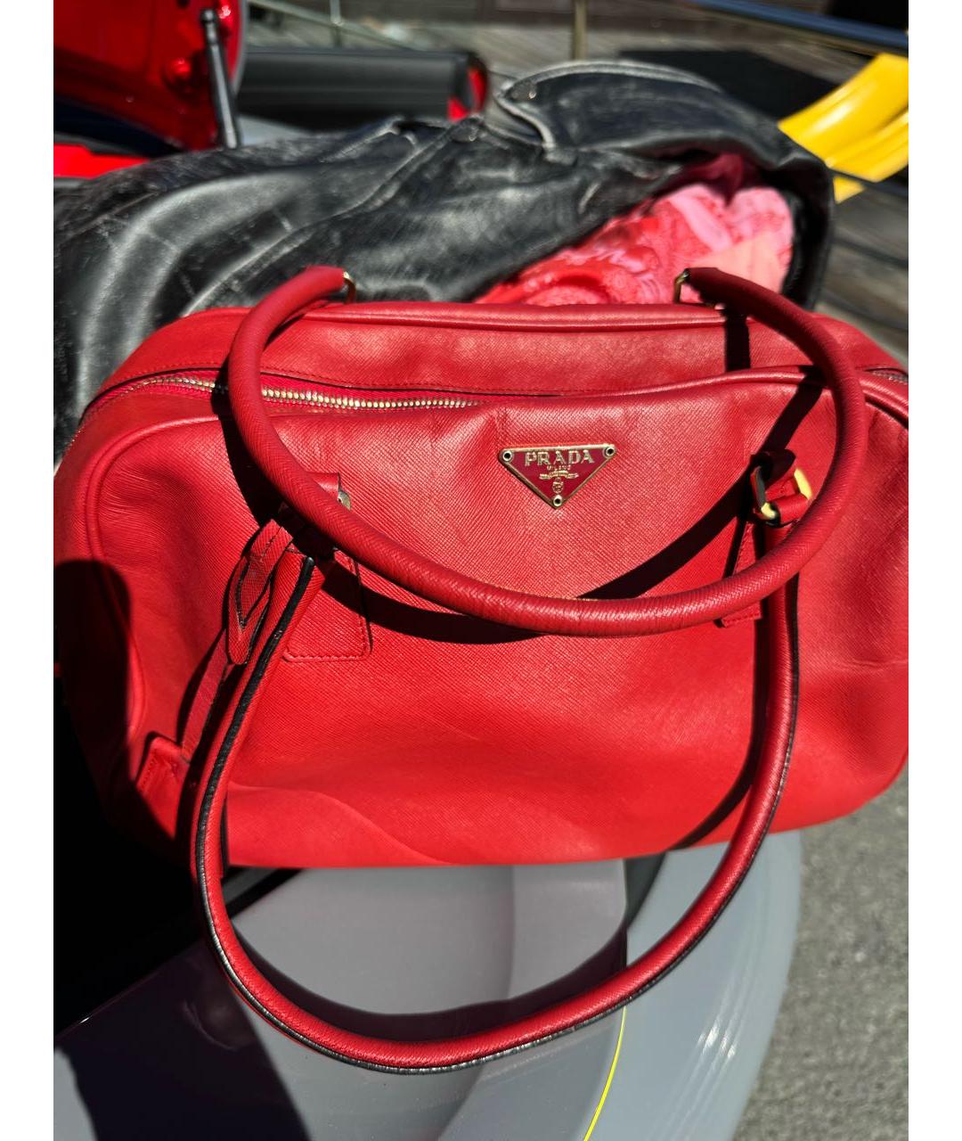 PRADA Красная кожаная сумка тоут, фото 3