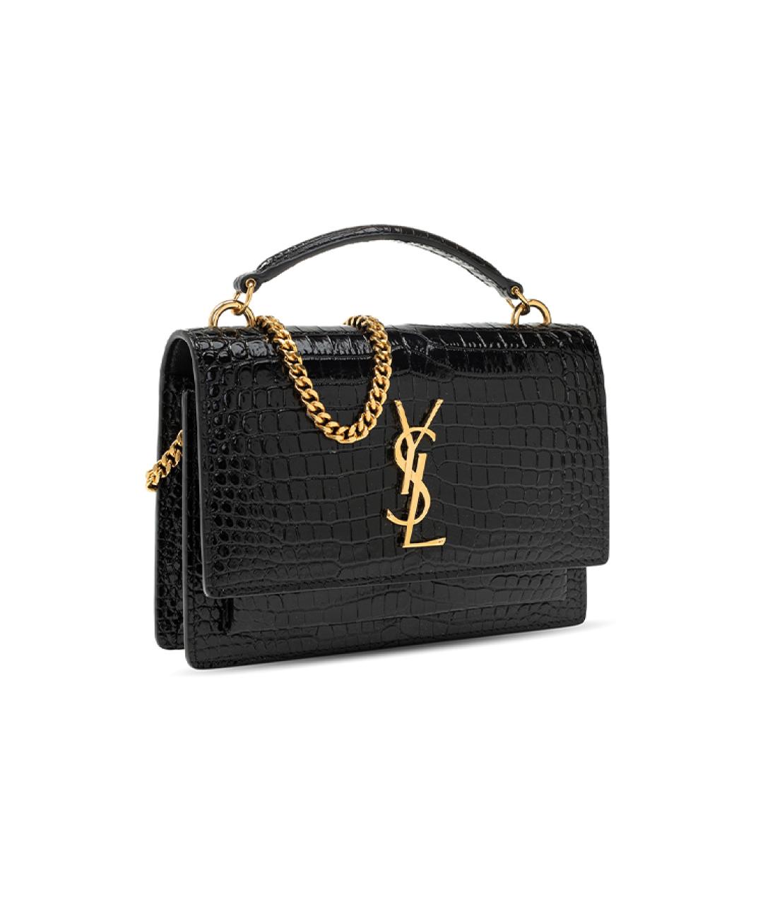 SAINT LAURENT Черная кожаная сумка через плечо, фото 2