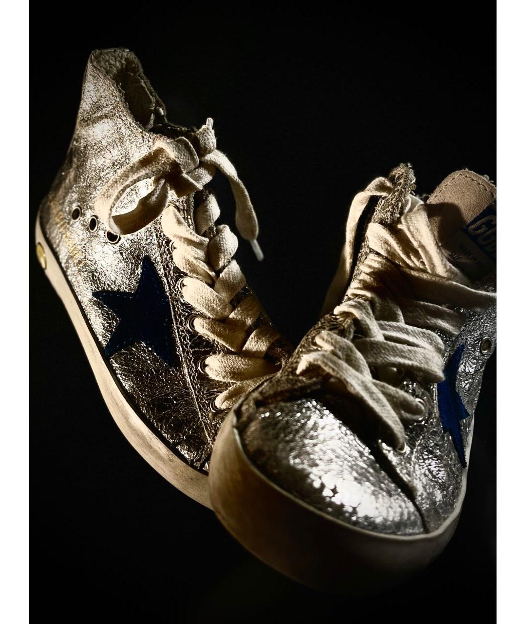 GOLDEN GOOSE DELUXE BRAND Серебряные кожаные кеды, фото 3