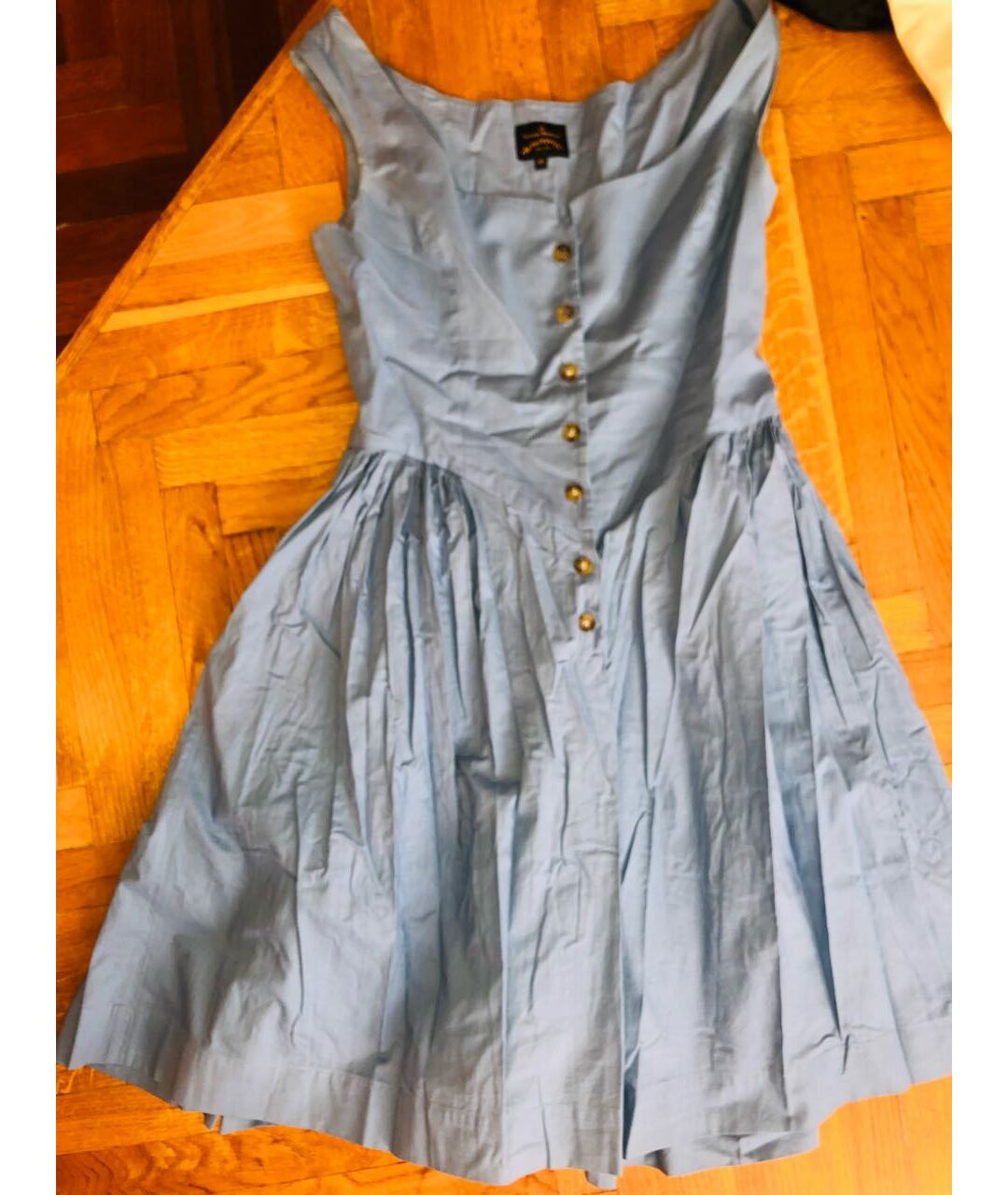 VIVIENNE WESTWOOD ANGLOMANIA Голубое хлопковое повседневное платье, фото 6