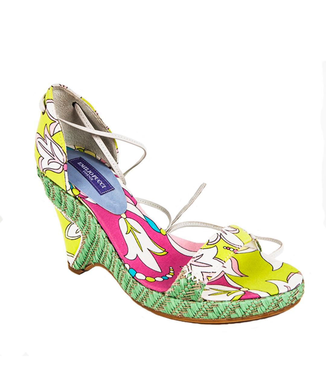 EMILIO PUCCI Мульти текстильные босоножки, фото 1