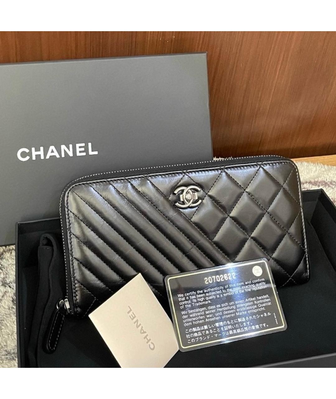 CHANEL Черный кожаный кошелек, фото 9