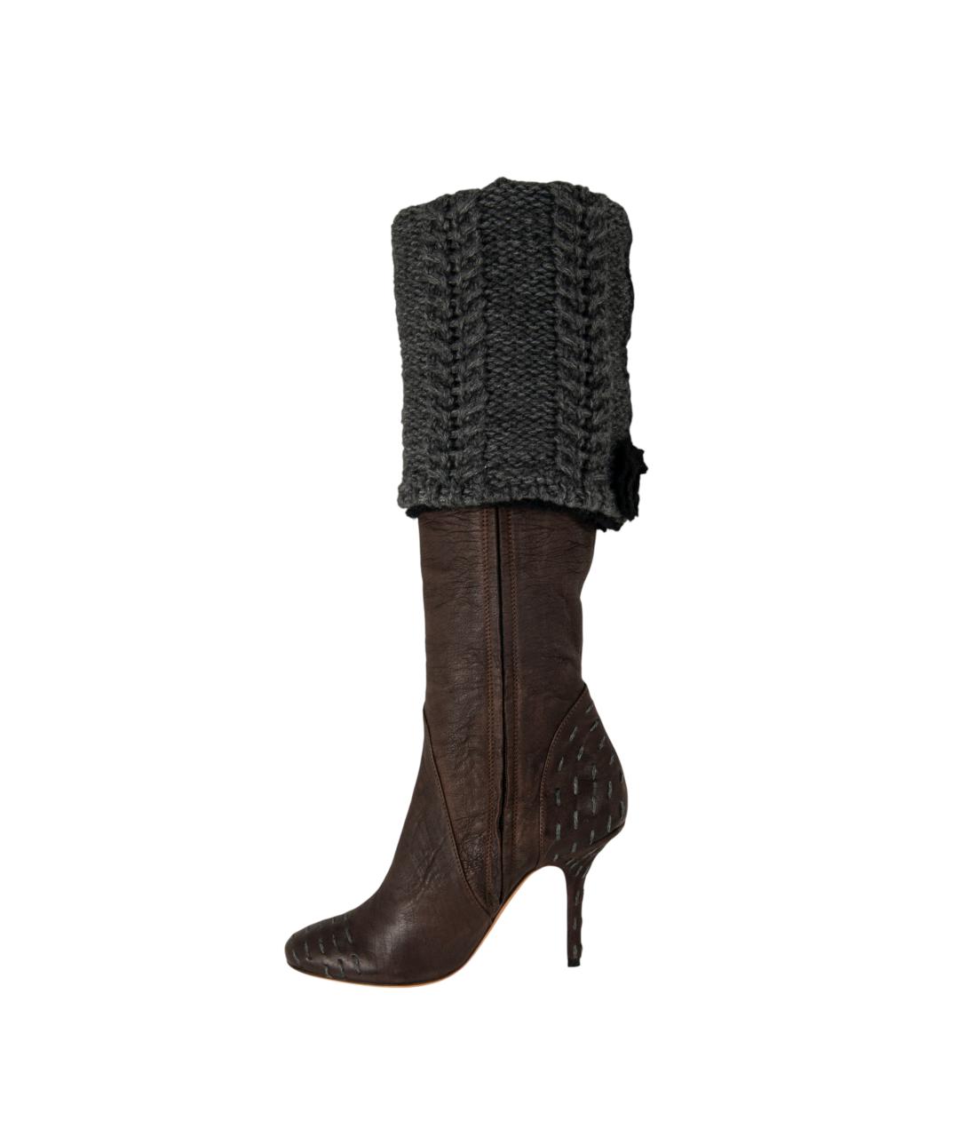 ERMANNO SCERVINO Коричневые кожаные сапоги, фото 2