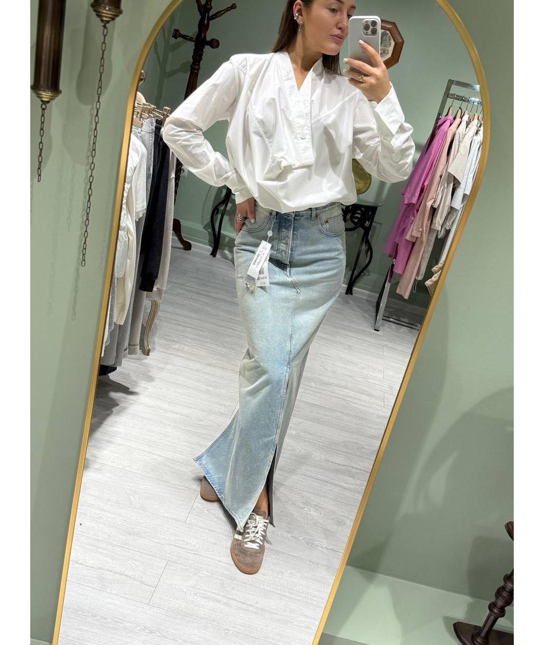 MM6 MAISON MARGIELA Голубая деним юбка макси, фото 5