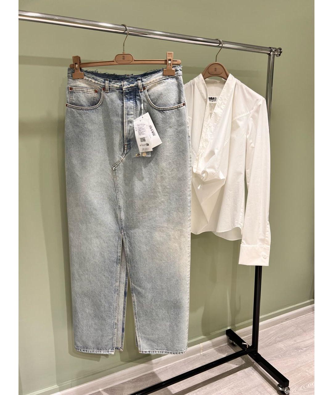 MM6 MAISON MARGIELA Голубая деним юбка макси, фото 7