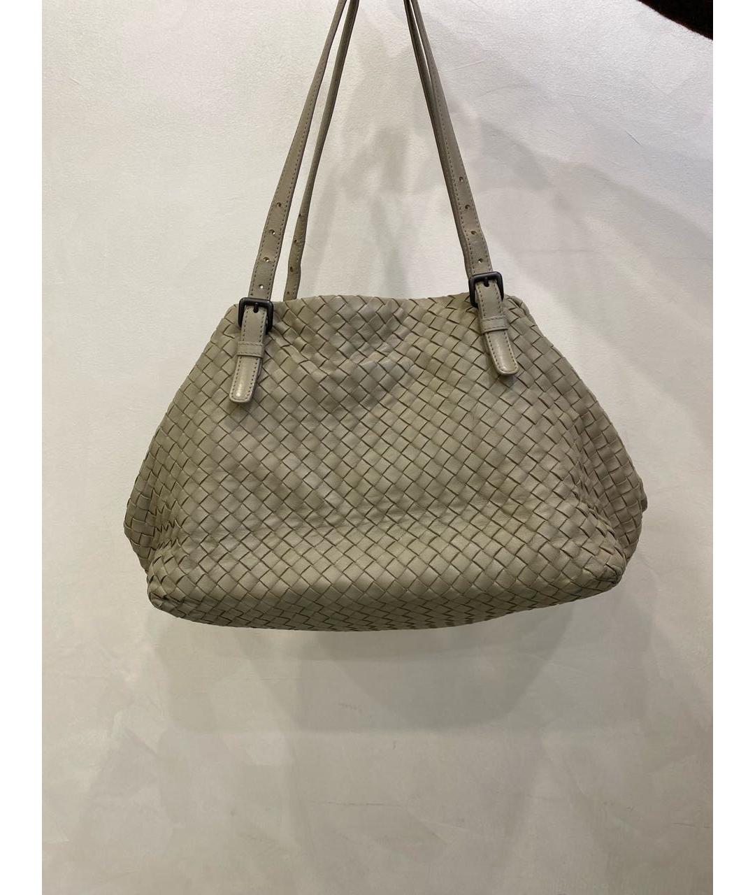 BOTTEGA VENETA Серая кожаная сумка тоут, фото 7