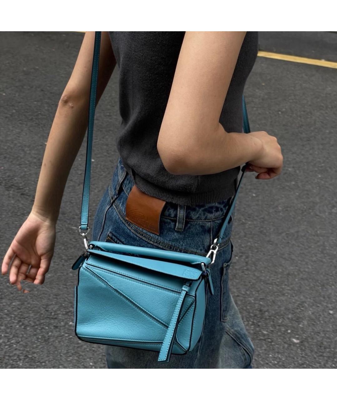 LOEWE Голубая кожаная сумка через плечо, фото 8