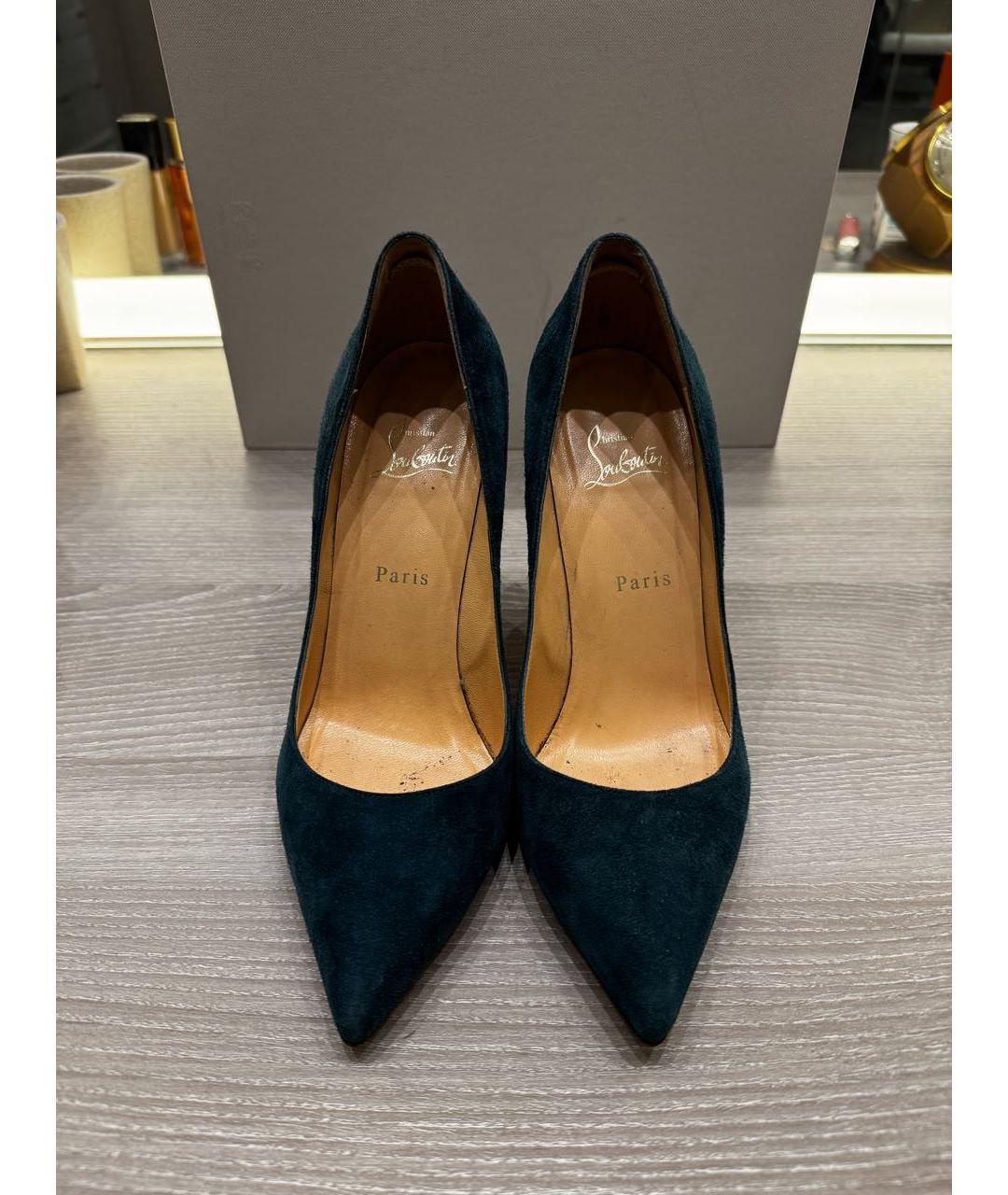 CHRISTIAN LOUBOUTIN Зеленые замшевые туфли, фото 2