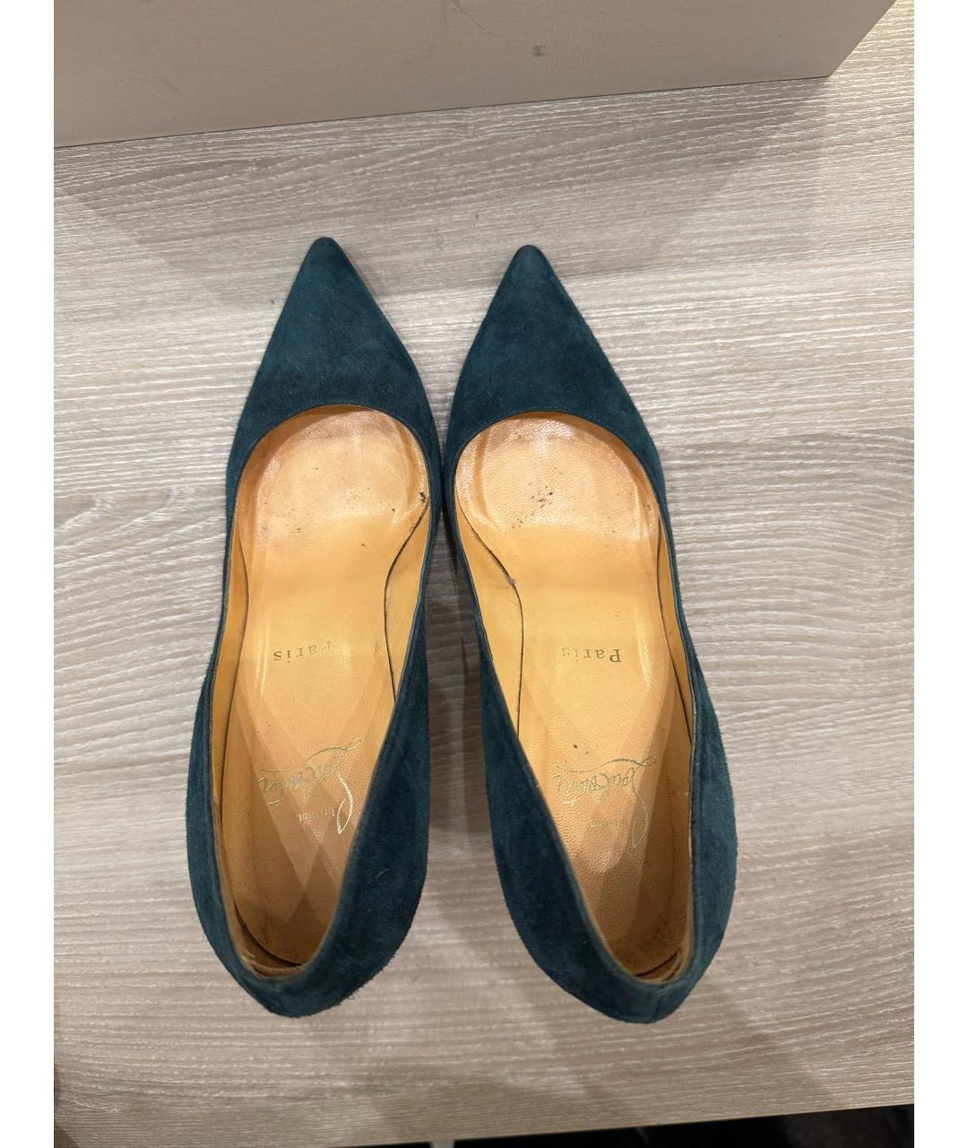 CHRISTIAN LOUBOUTIN Зеленые замшевые туфли, фото 3