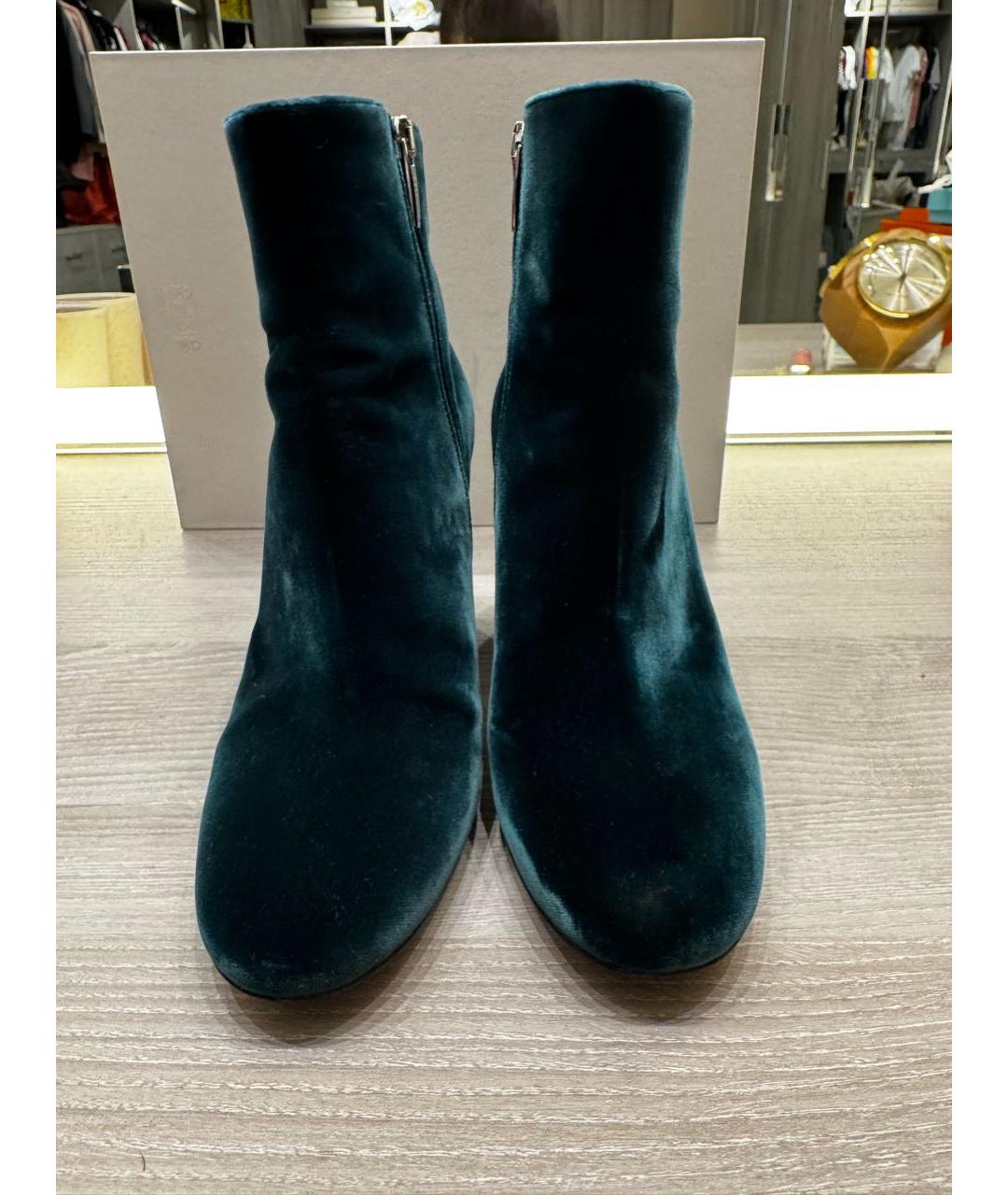 GIANVITO ROSSI Зеленые бархатные ботильоны, фото 2