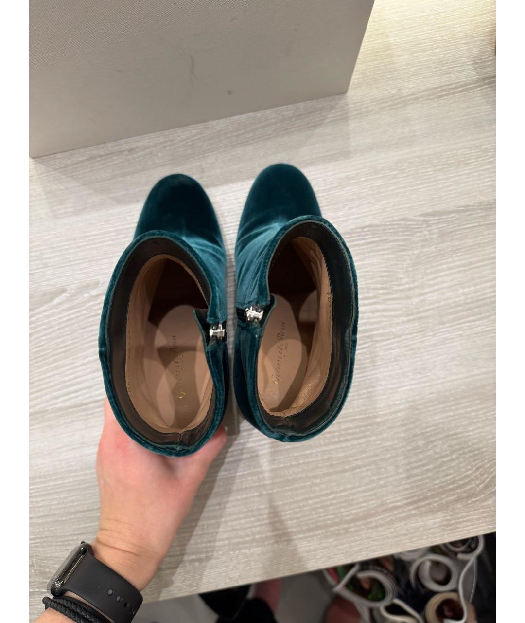 GIANVITO ROSSI Зеленые бархатные ботильоны, фото 3