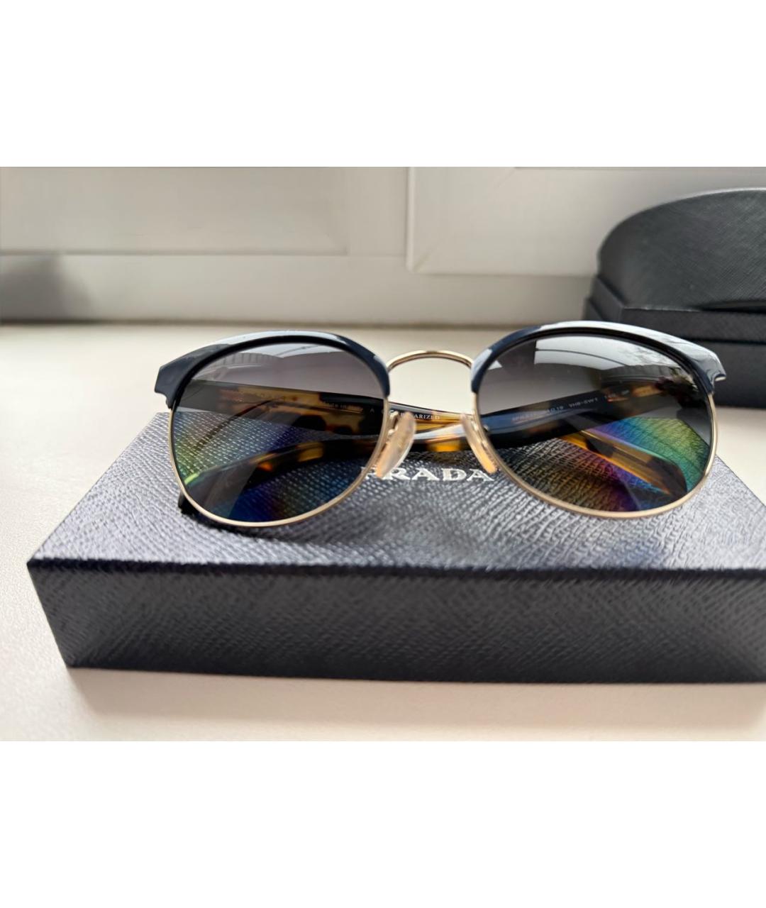 PRADA Темно-синие металлические солнцезащитные очки, фото 5