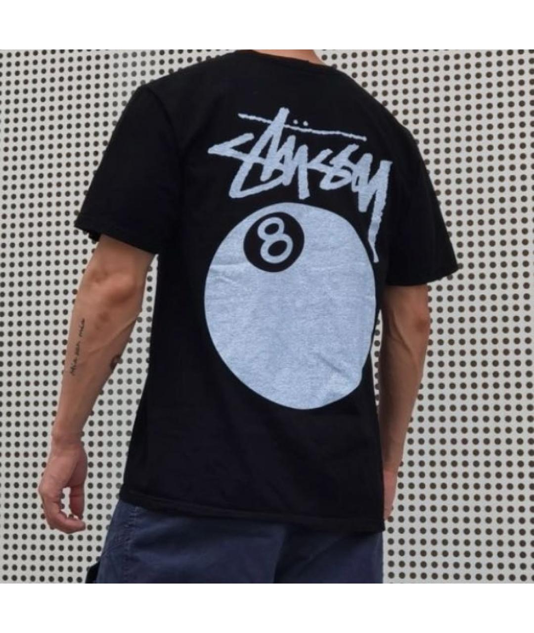 STUSSY Черная хлопковая футболка, фото 3