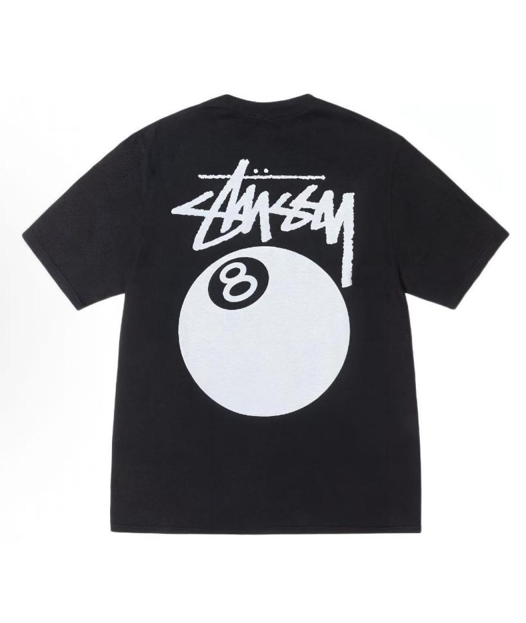 STUSSY Черная хлопковая футболка, фото 2