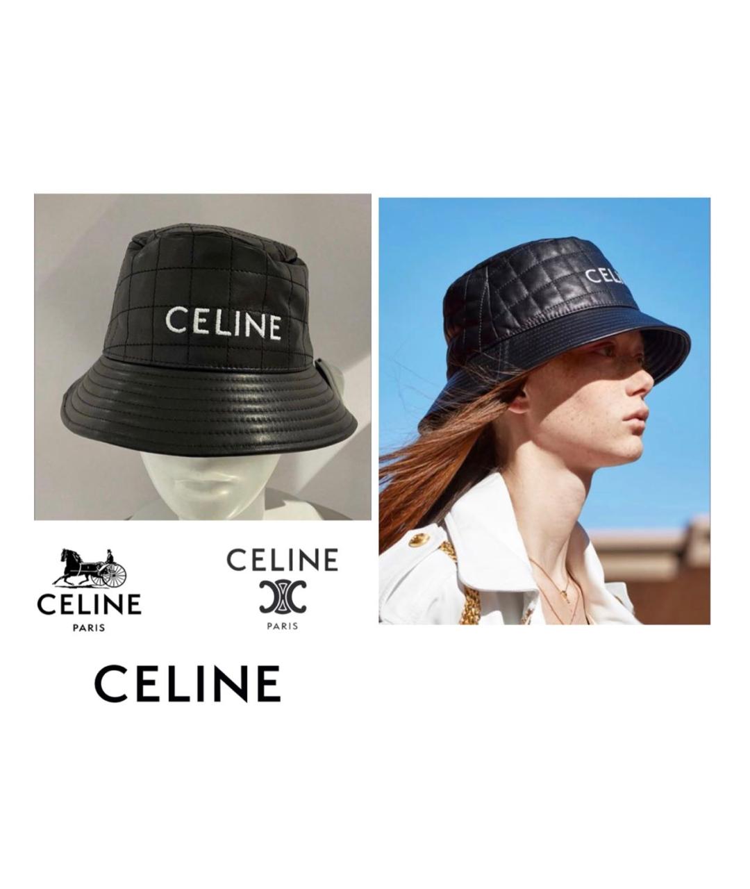 CELINE Черная кожаная панама, фото 7