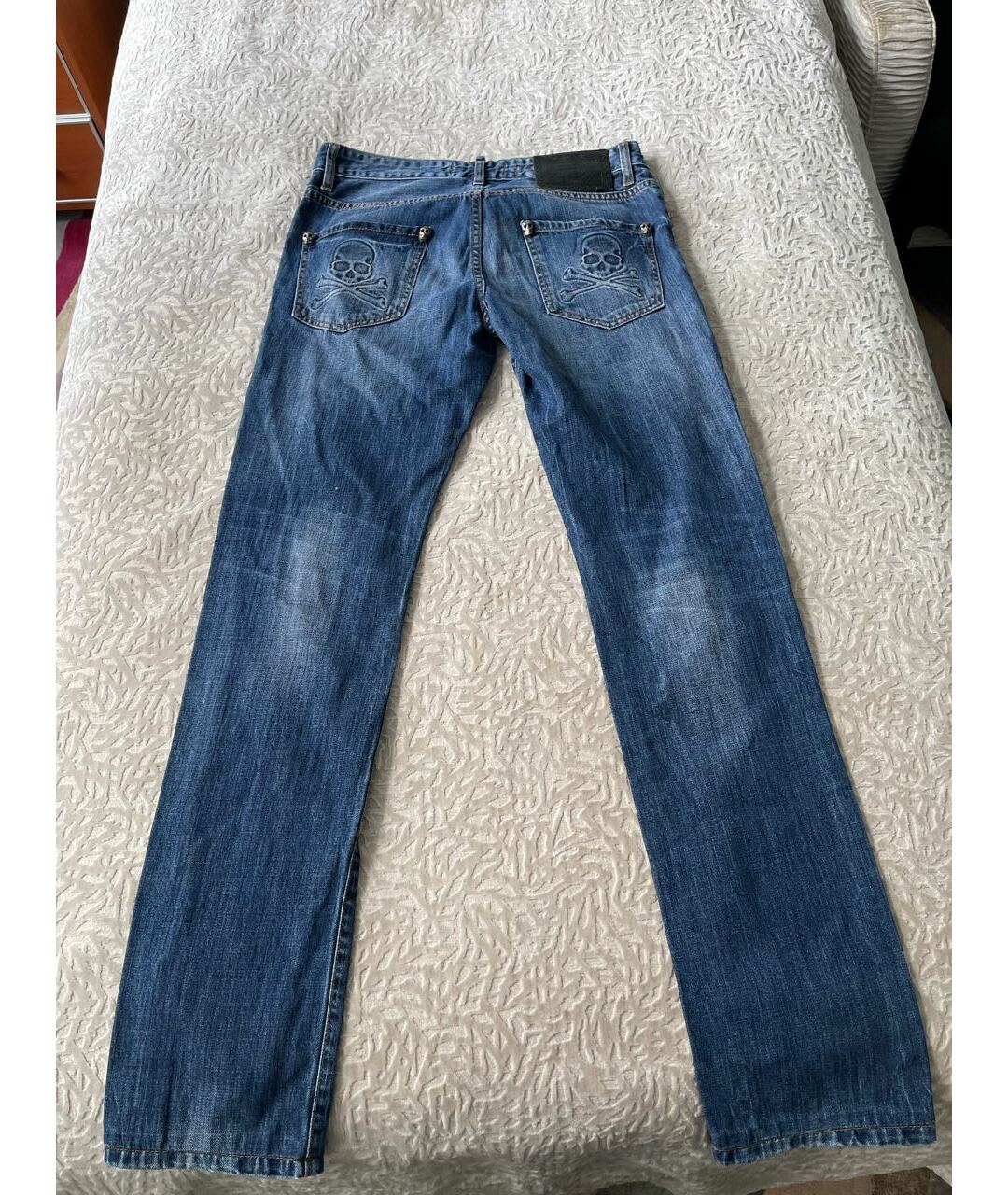 PHILIPP PLEIN Синие прямые джинсы, фото 2