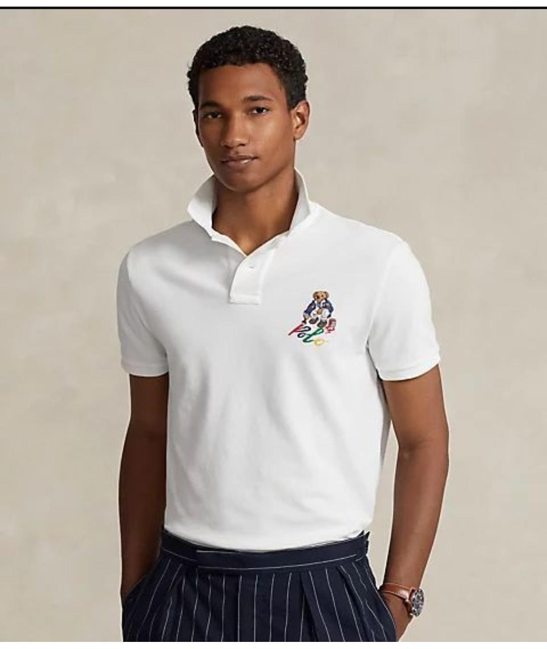 POLO RALPH LAUREN Белое хлопковое поло с коротким рукавом, фото 5