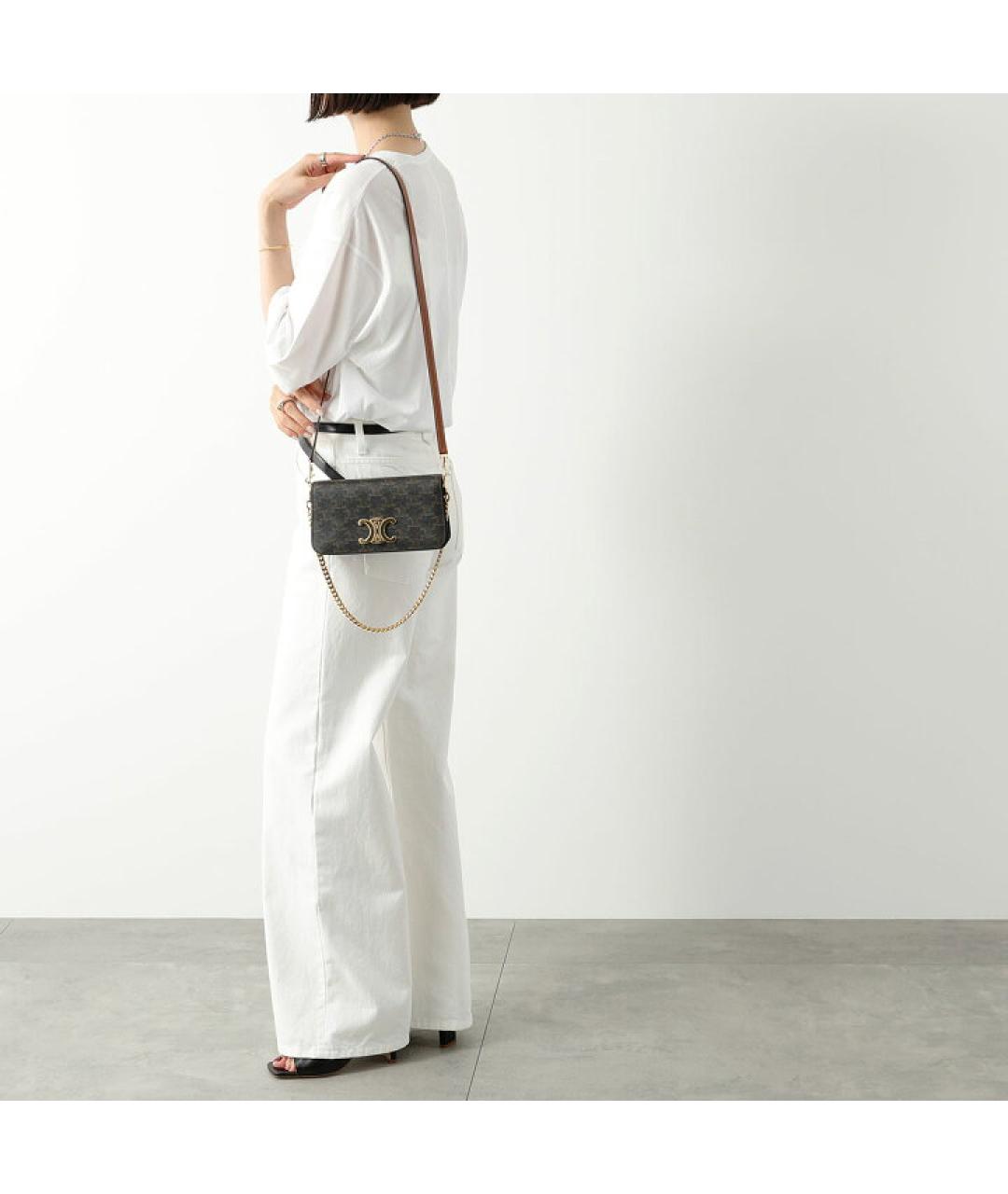 CELINE Коричневая тканевая сумка через плечо, фото 7