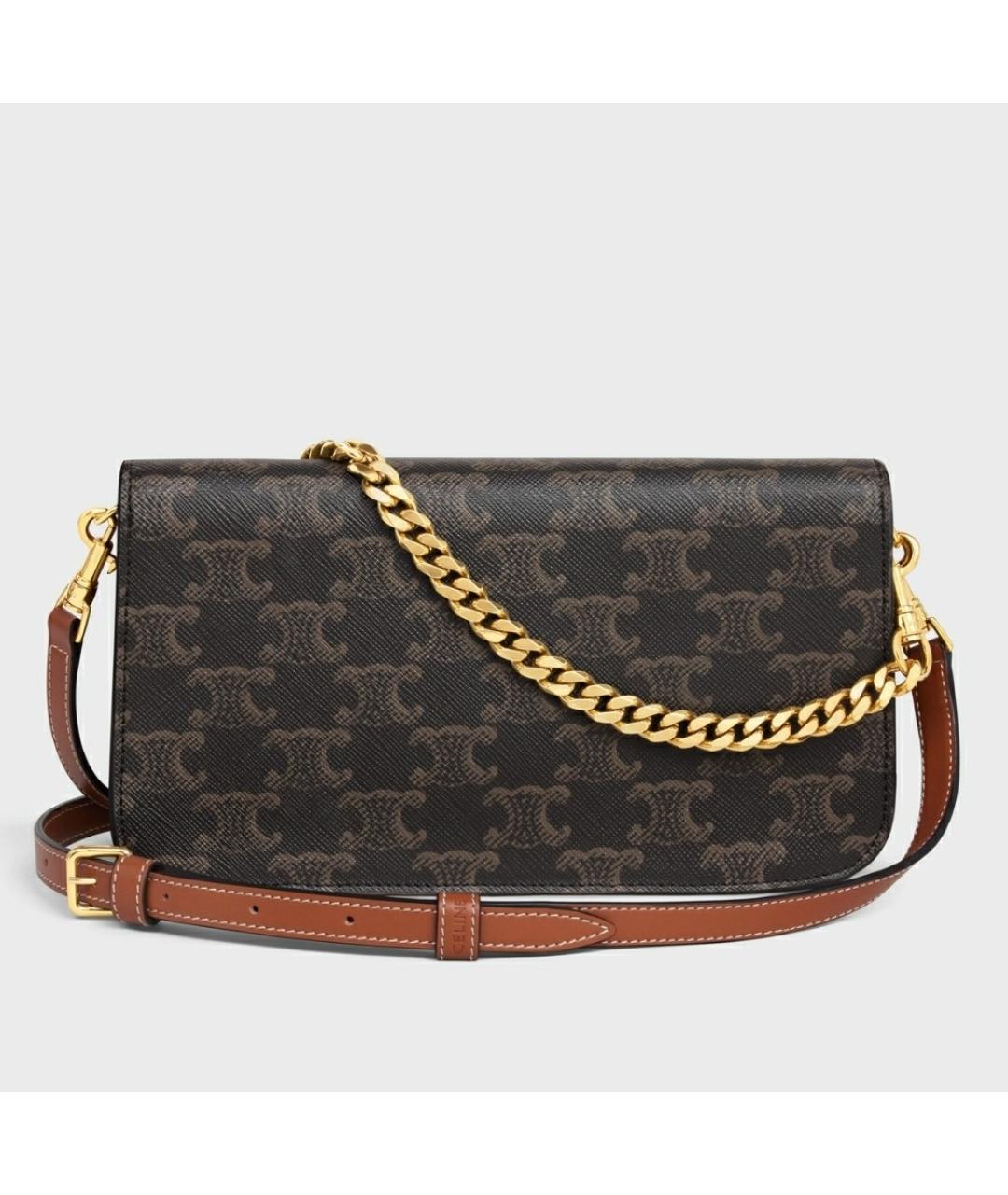 CELINE Коричневая тканевая сумка через плечо, фото 2