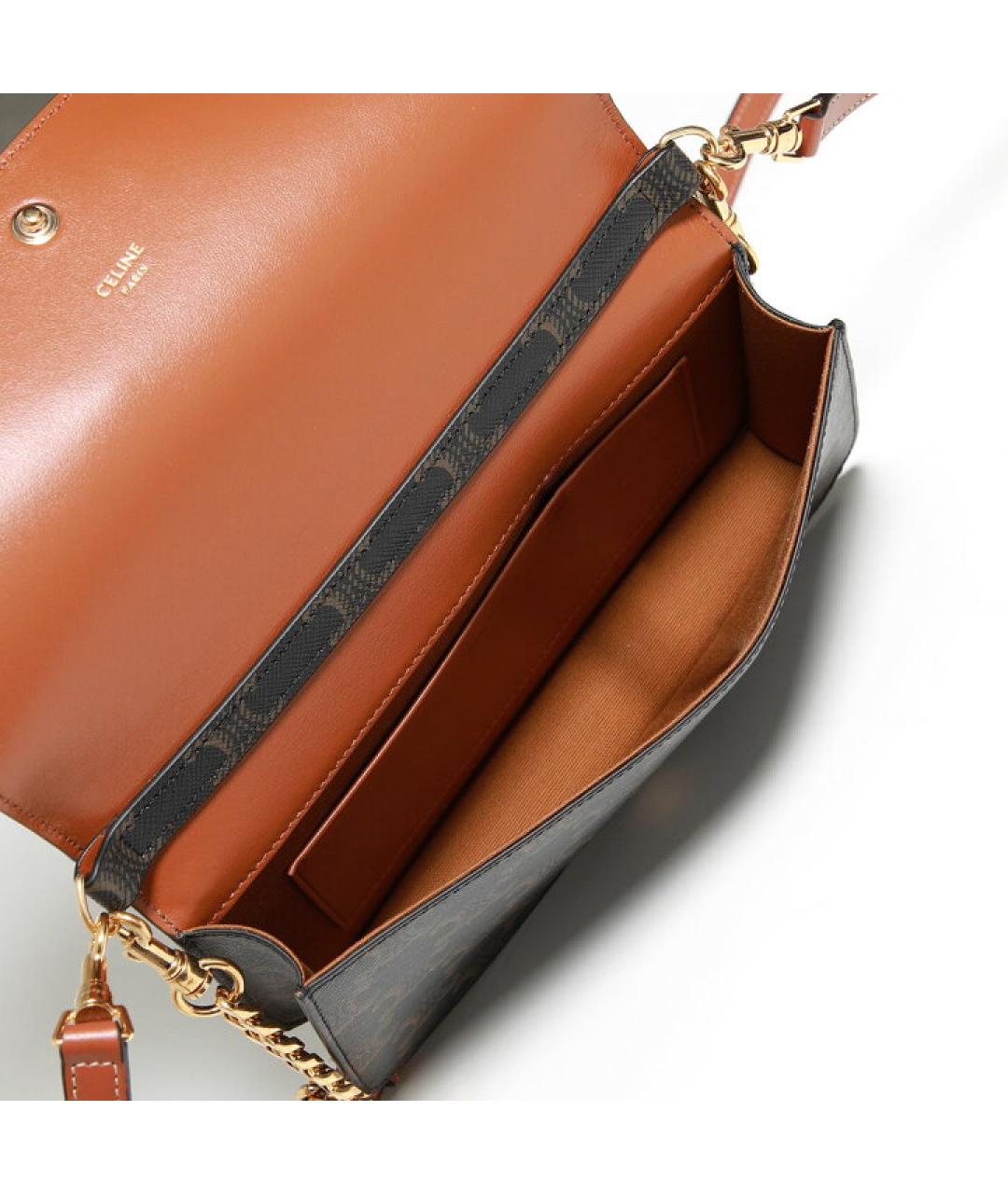 CELINE Коричневая тканевая сумка через плечо, фото 4