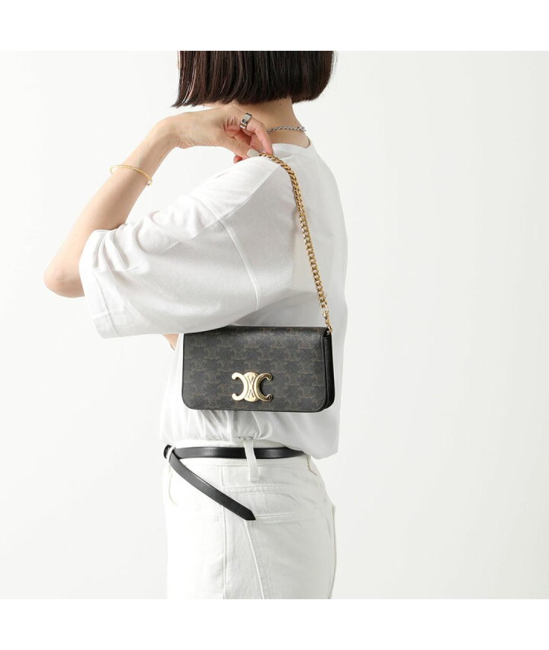 CELINE Коричневая тканевая сумка через плечо, фото 6