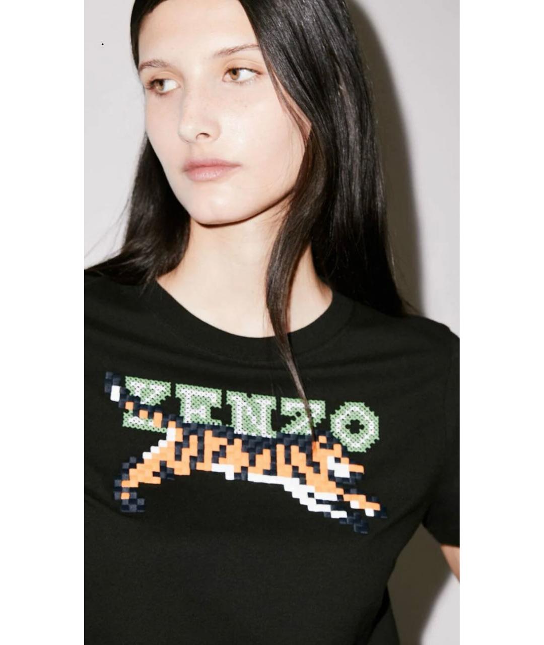 KENZO Черная хлопковая футболка, фото 3