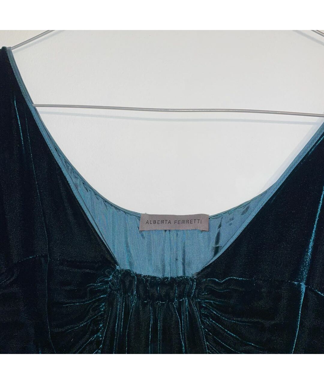 ALBERTA FERRETTI Зеленые бархатное вечернее платье, фото 3