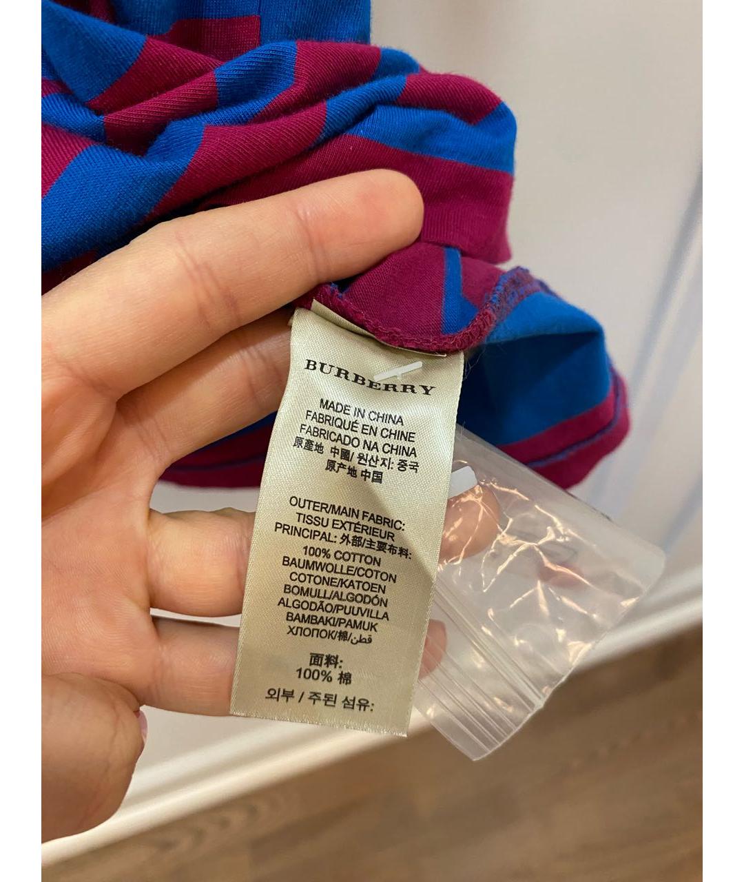 BURBERRY Мульти хлопковое поло с коротким рукавом, фото 6