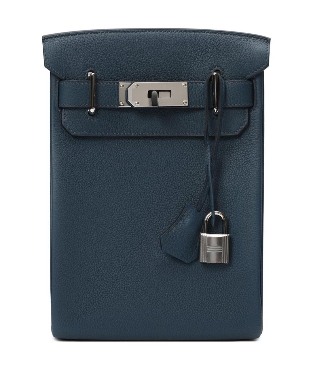 HERMES Синий кожаный портфель, фото 1