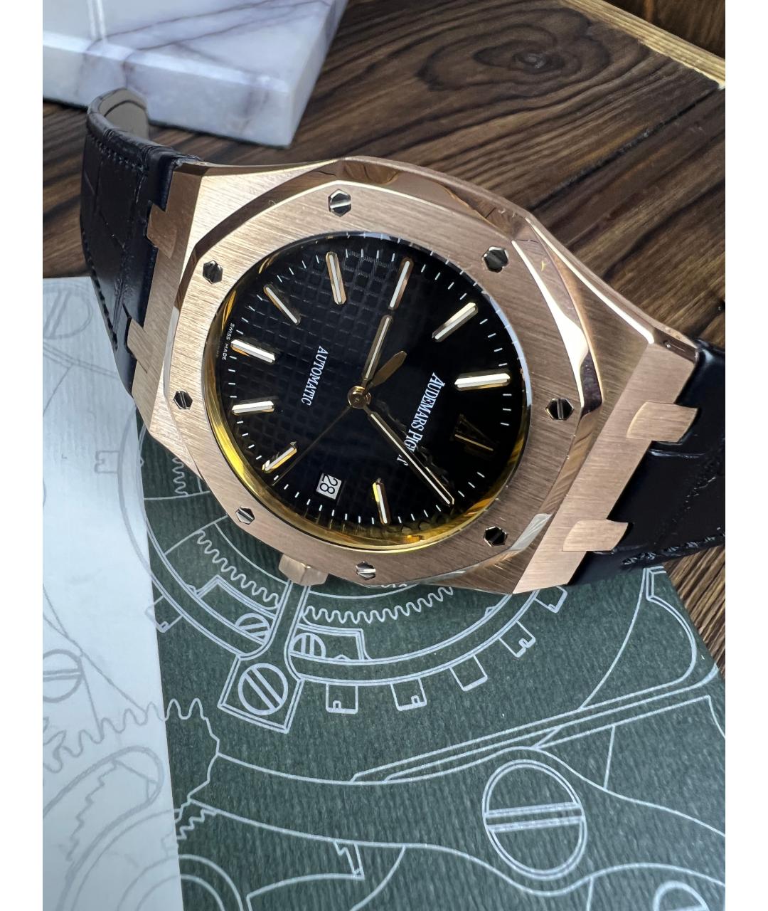 Audemars Piguet Черные часы из желтого золота, фото 3