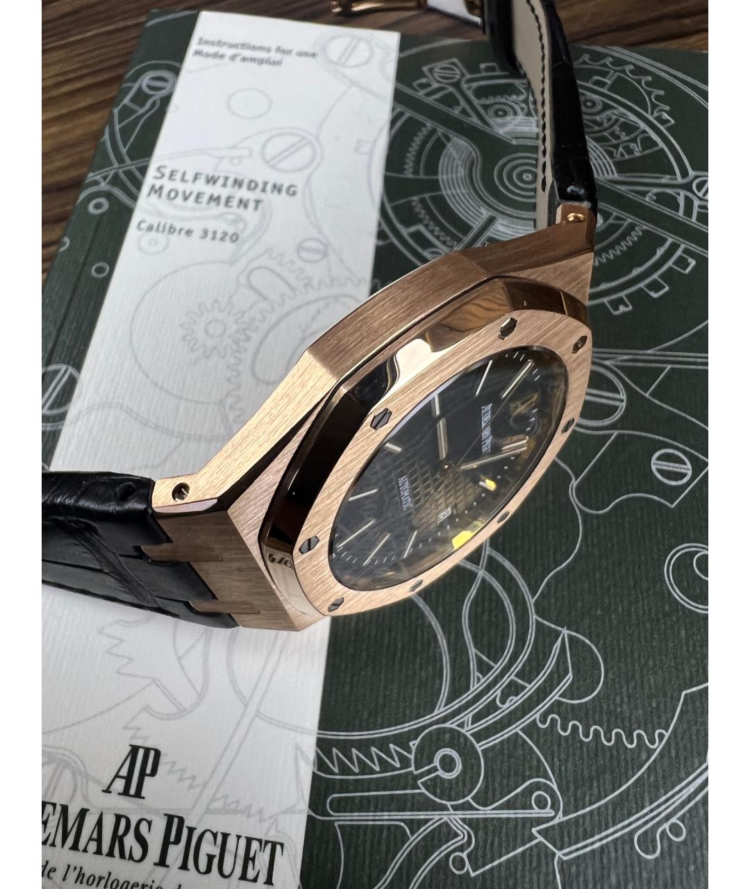 Audemars Piguet Черные часы из желтого золота, фото 4