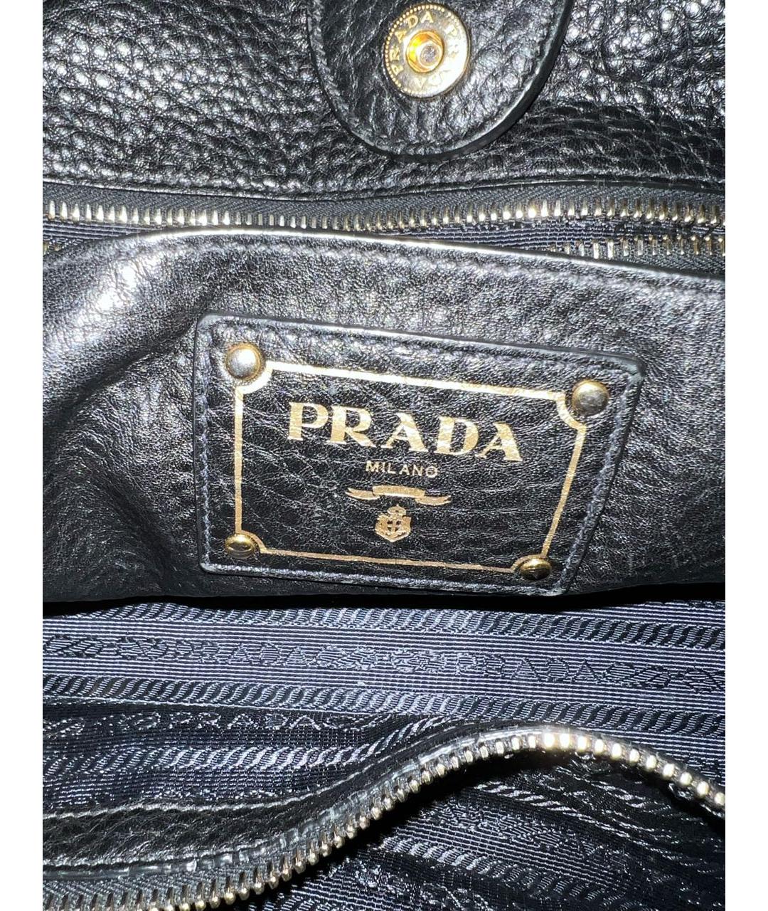 PRADA Черная кожаная сумка тоут, фото 4