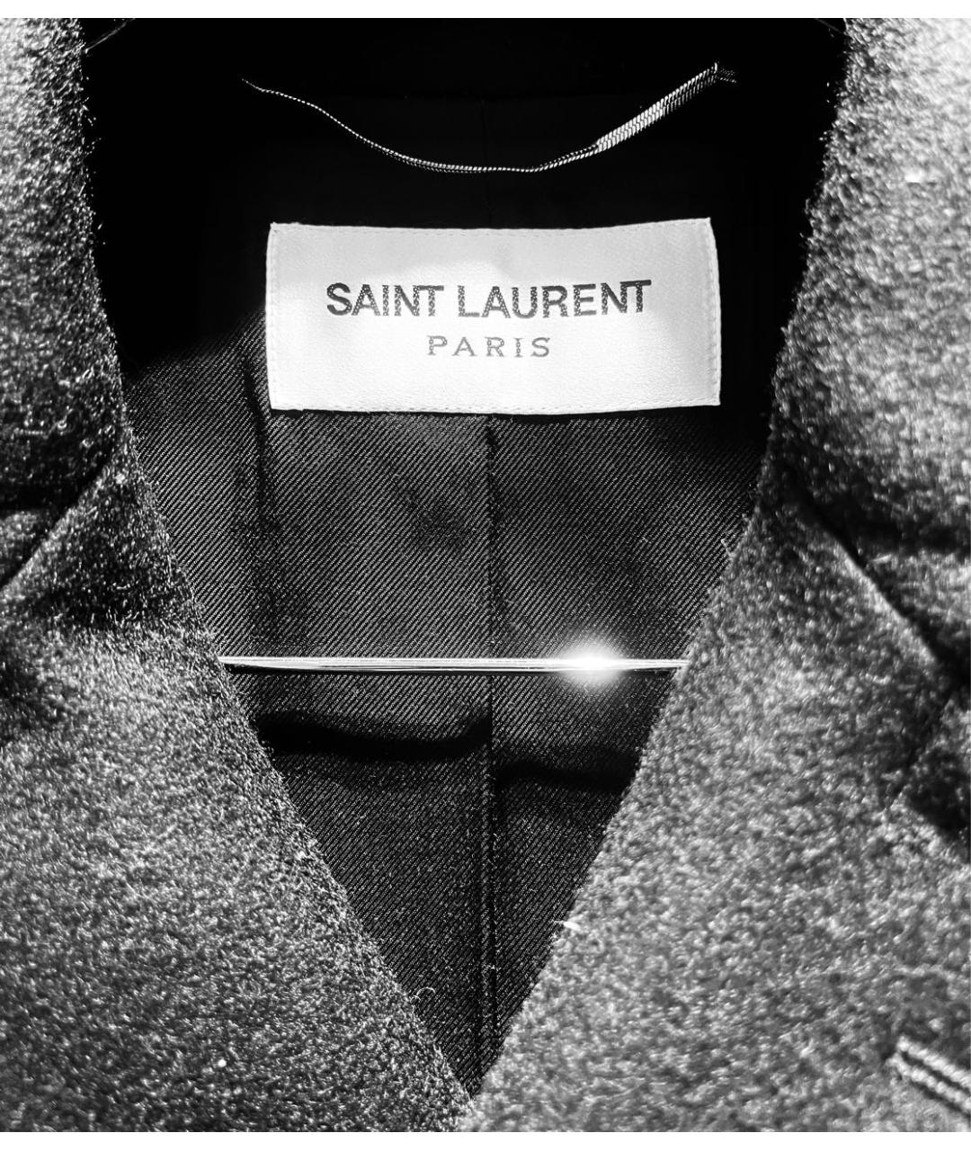 SAINT LAURENT Черное шерстяное пальто, фото 8