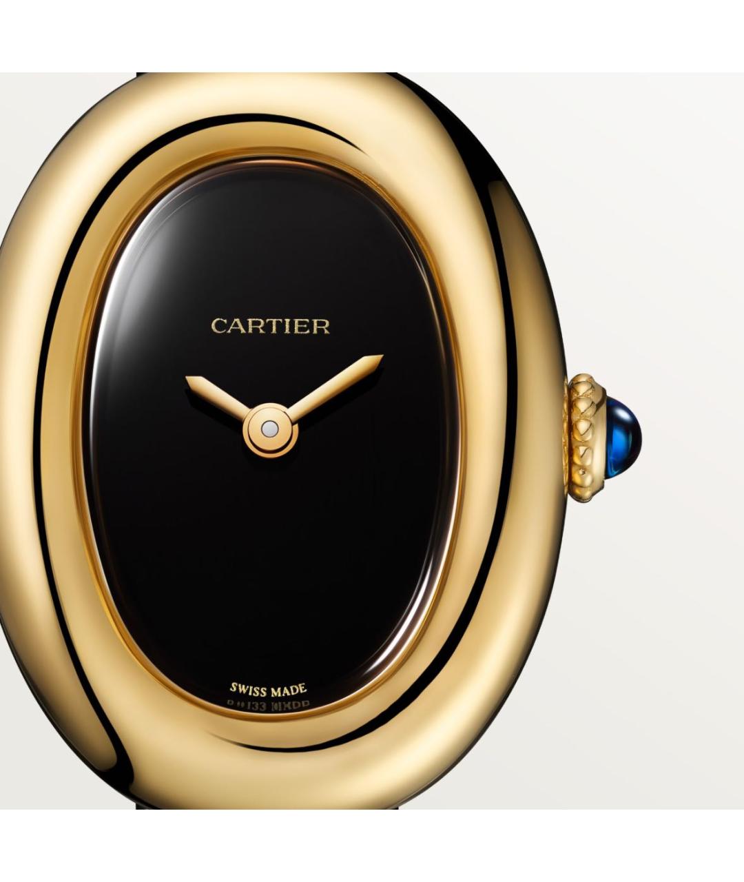 CARTIER Черные часы из желтого золота, фото 2