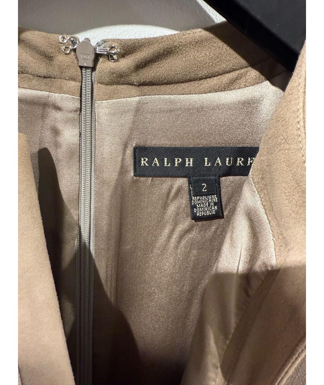 RALPH LAUREN Бежевое шерстяное повседневное платье, фото 3