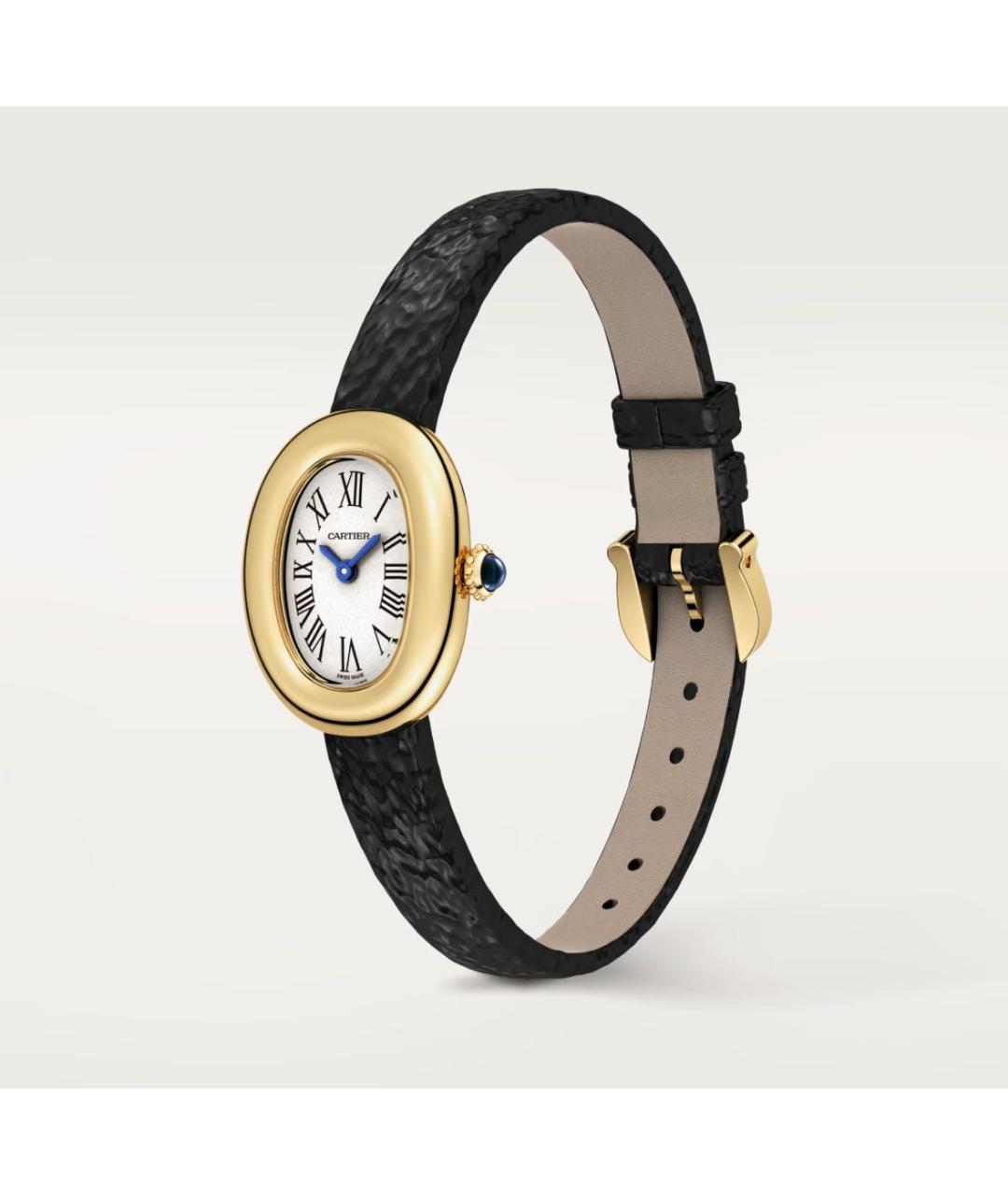 CARTIER Черные часы из желтого золота, фото 2