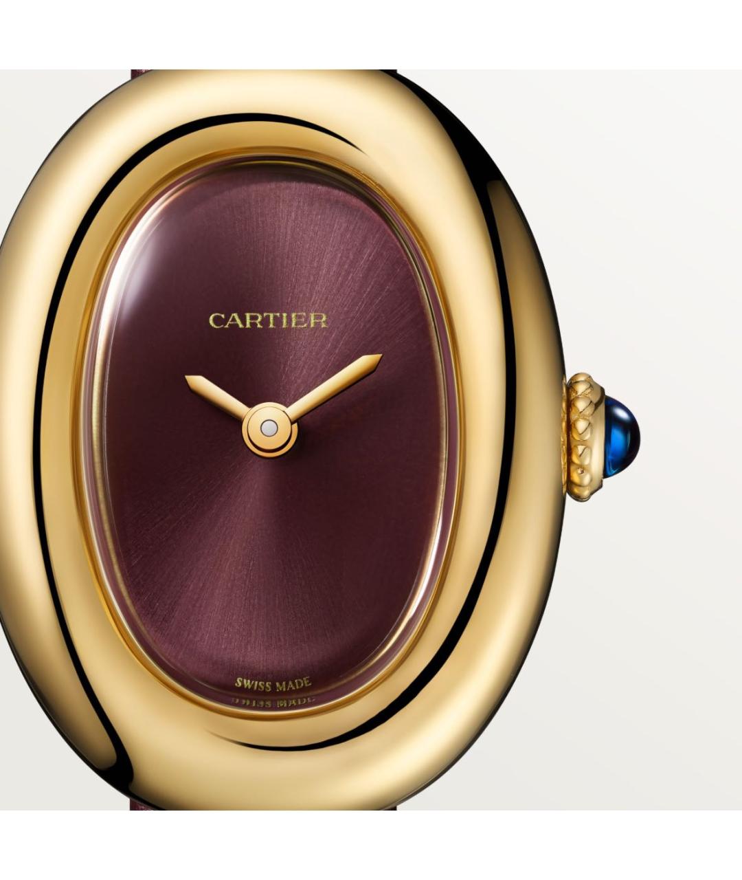 CARTIER Бордовые часы из желтого золота, фото 2