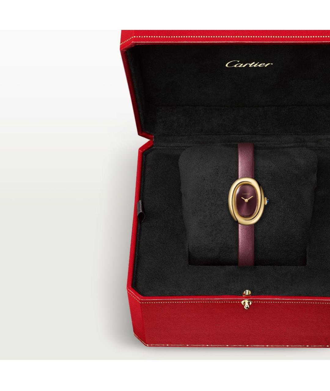 CARTIER Бордовые часы из желтого золота, фото 3