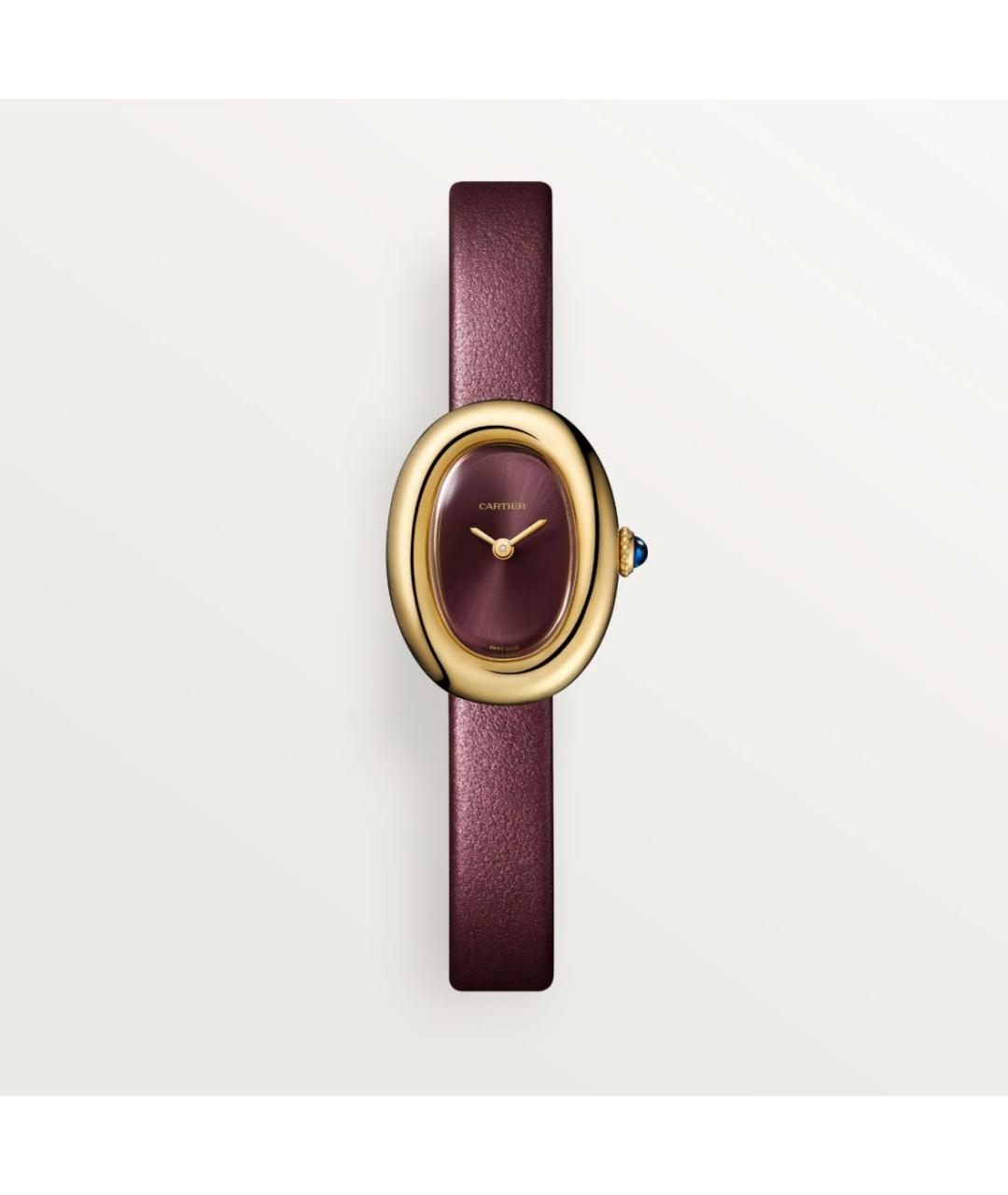 CARTIER Бордовые часы из желтого золота, фото 4
