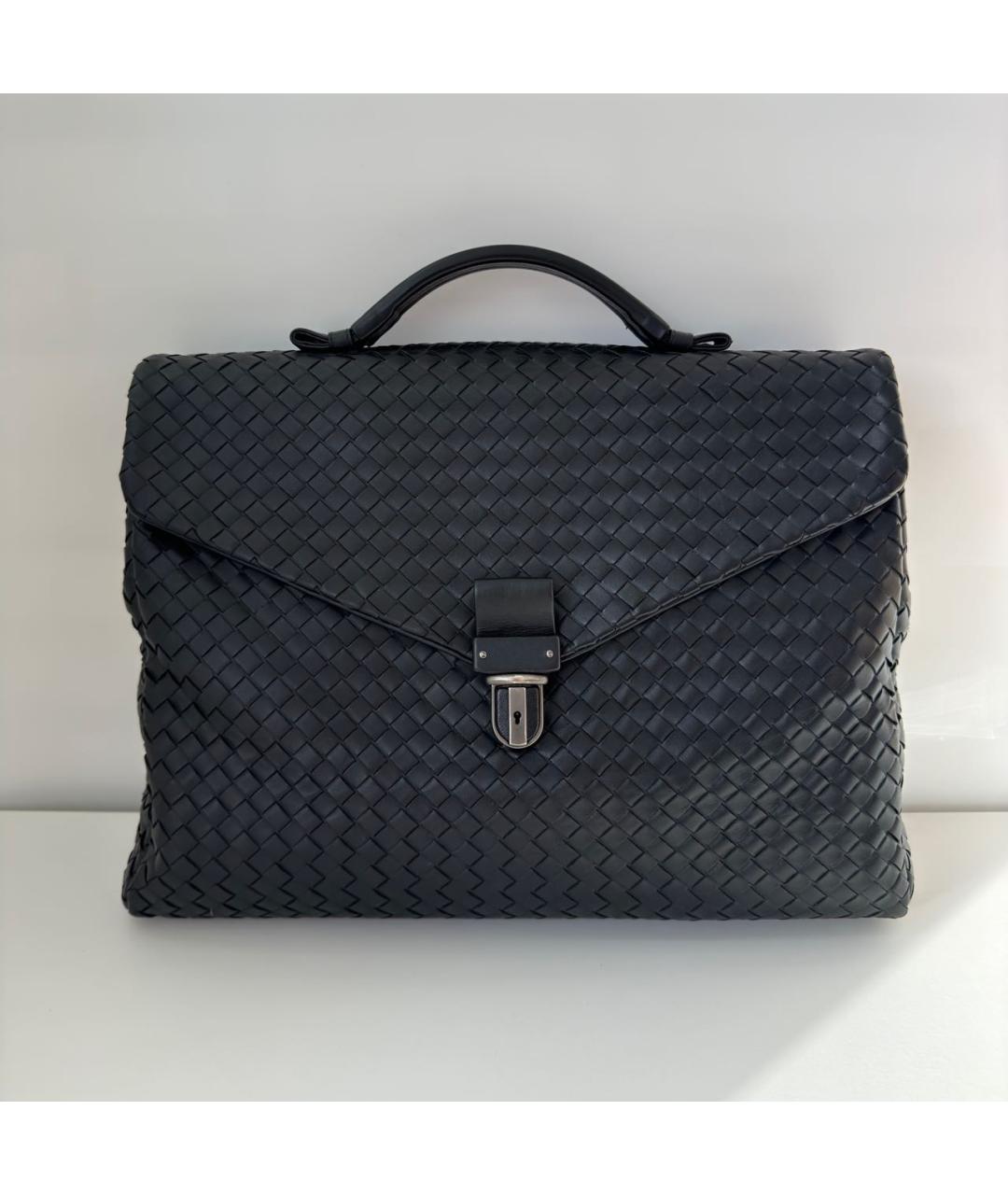BOTTEGA VENETA Черный кожаный портфель, фото 9