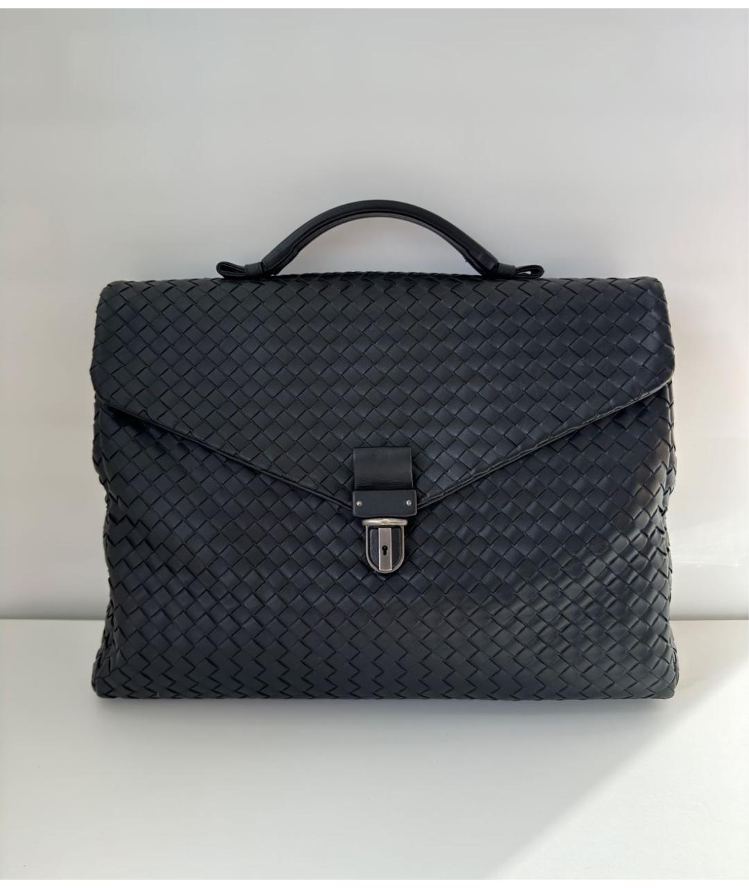 BOTTEGA VENETA Черный кожаный портфель, фото 2