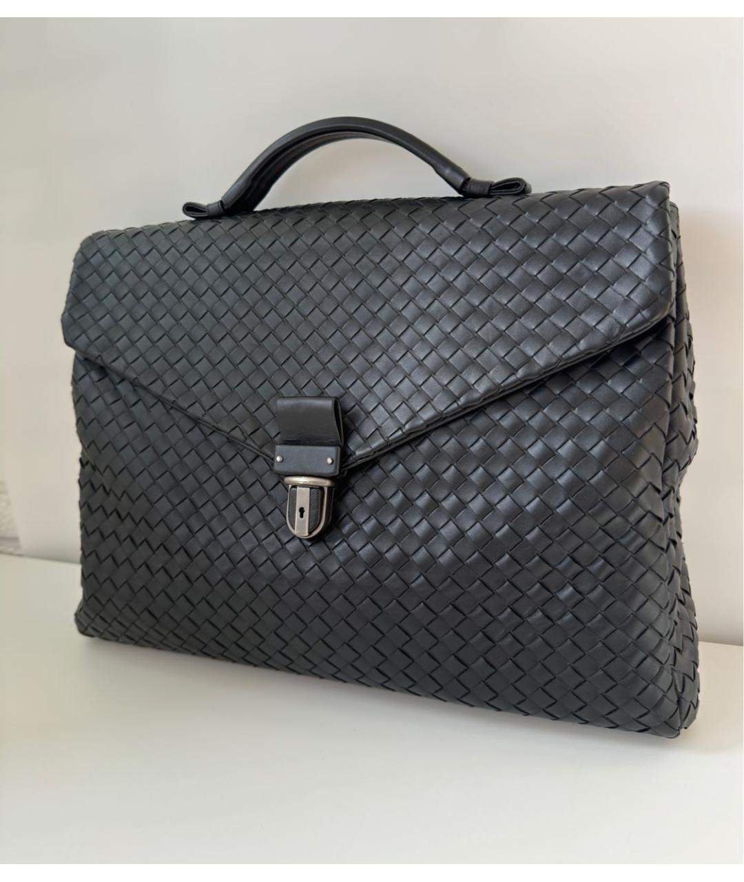 BOTTEGA VENETA Черный кожаный портфель, фото 3