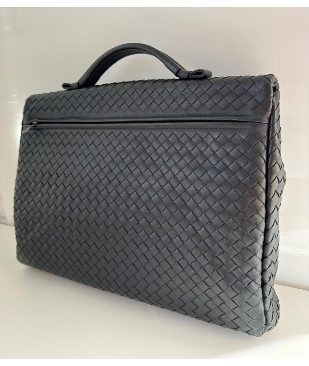 BOTTEGA VENETA Черный кожаный портфель, фото 7