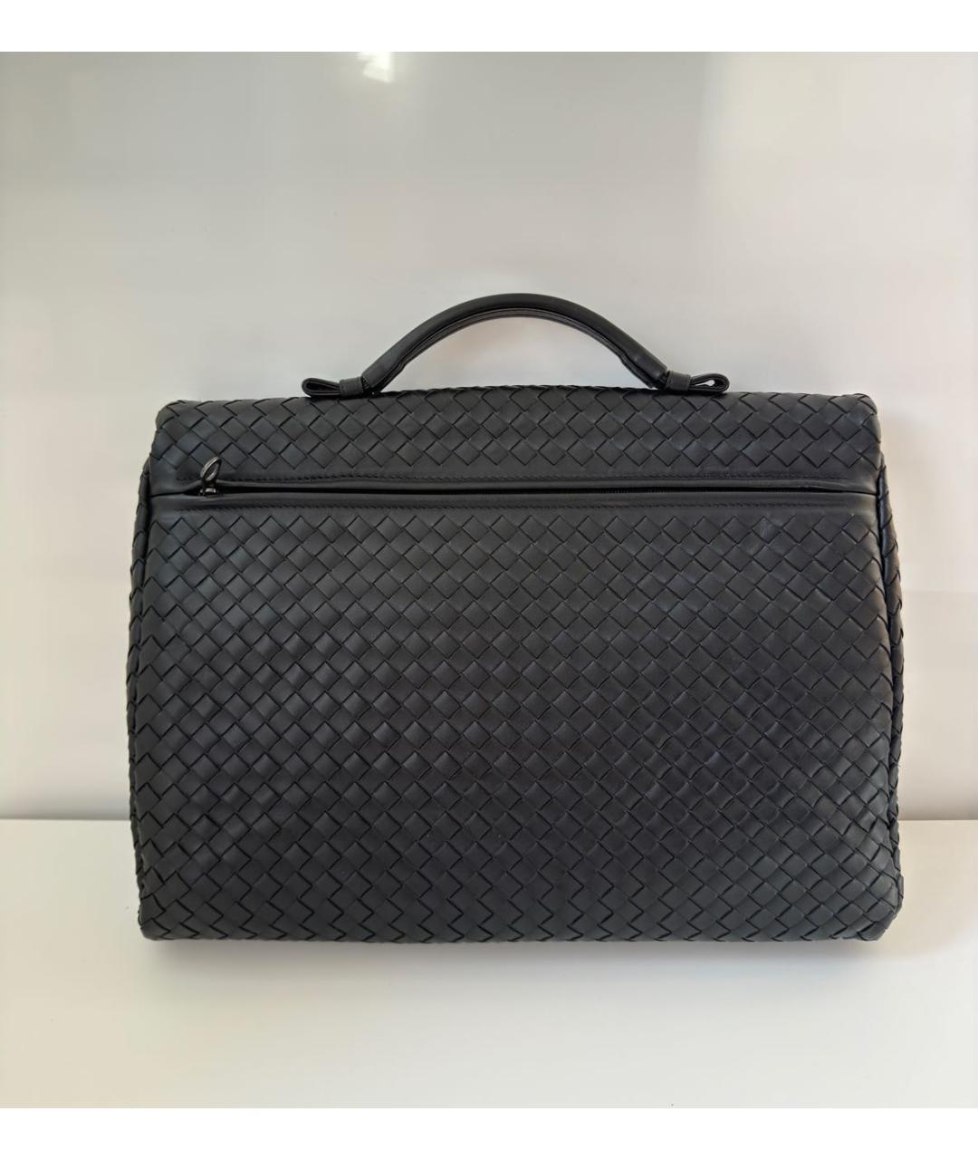 BOTTEGA VENETA Черный кожаный портфель, фото 5