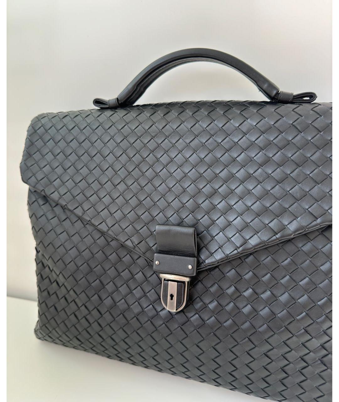 BOTTEGA VENETA Черный кожаный портфель, фото 6