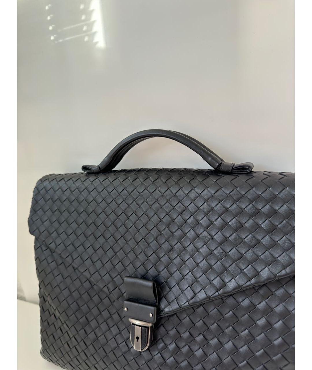 BOTTEGA VENETA Черный кожаный портфель, фото 4