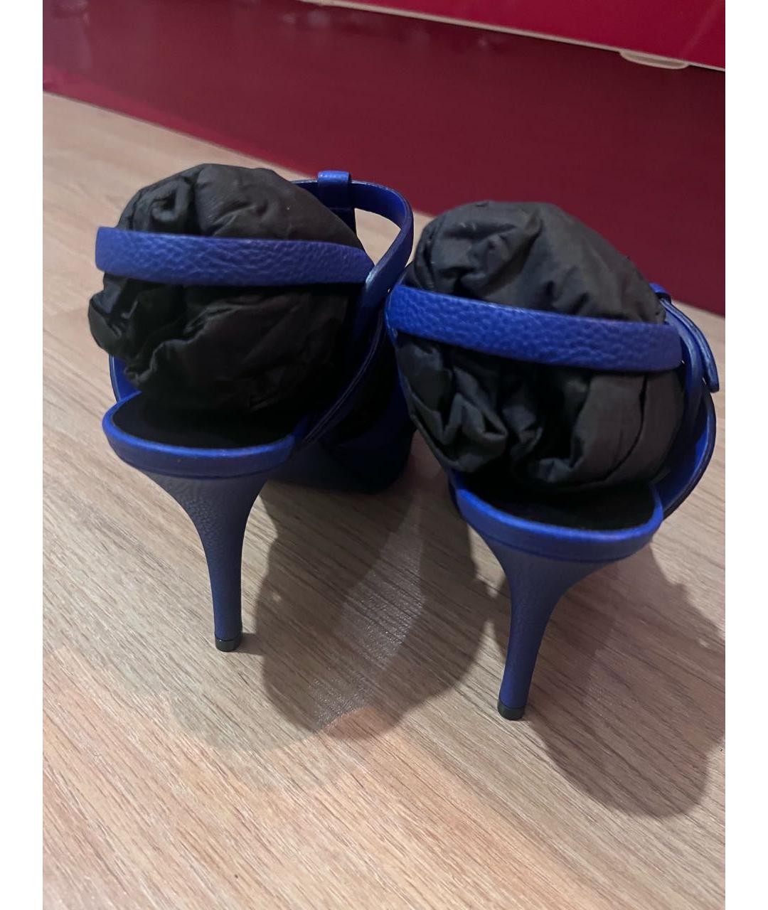 SAINT LAURENT Синие кожаные босоножки, фото 3