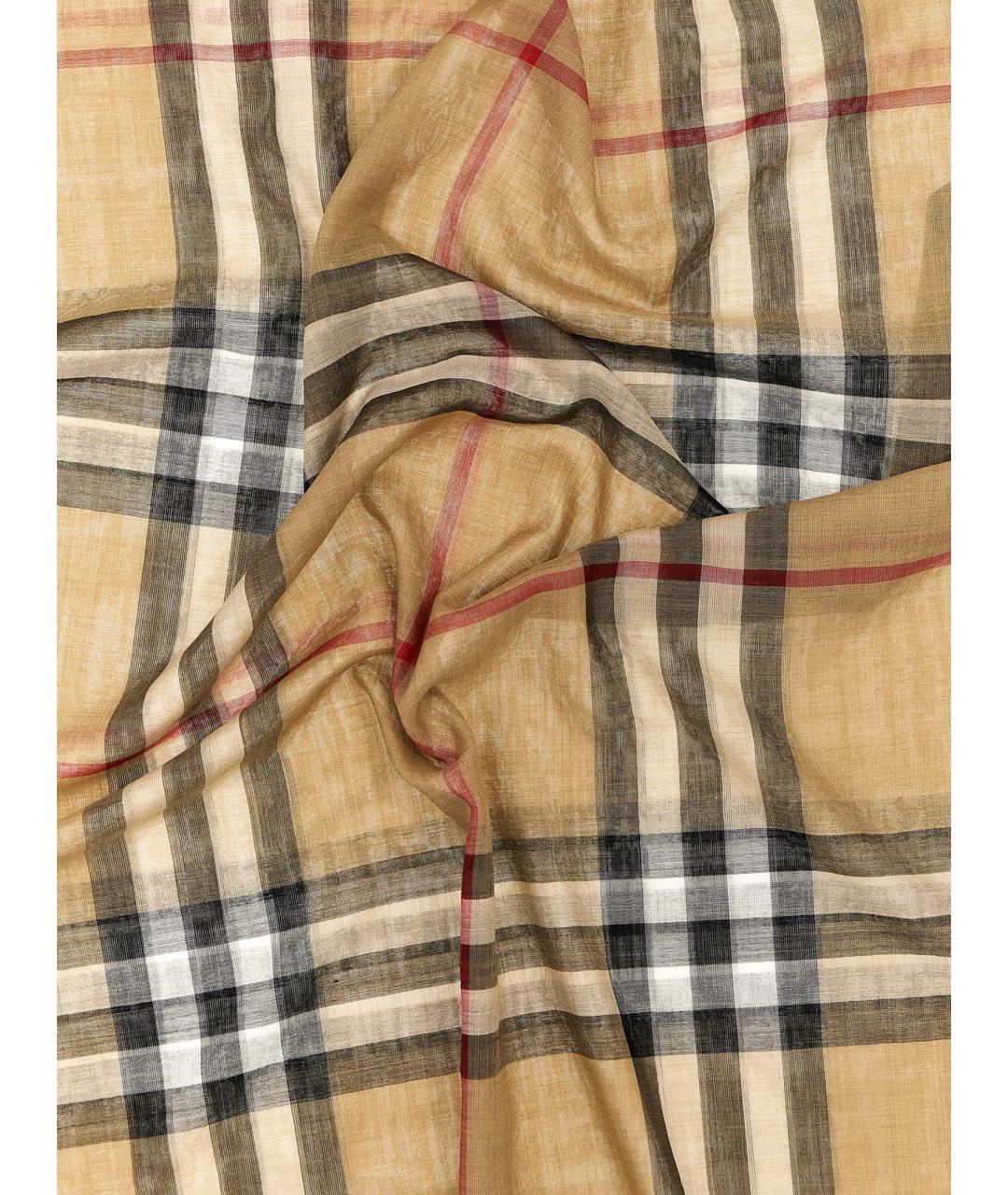 BURBERRY Бежевый шерстяной шарф, фото 3