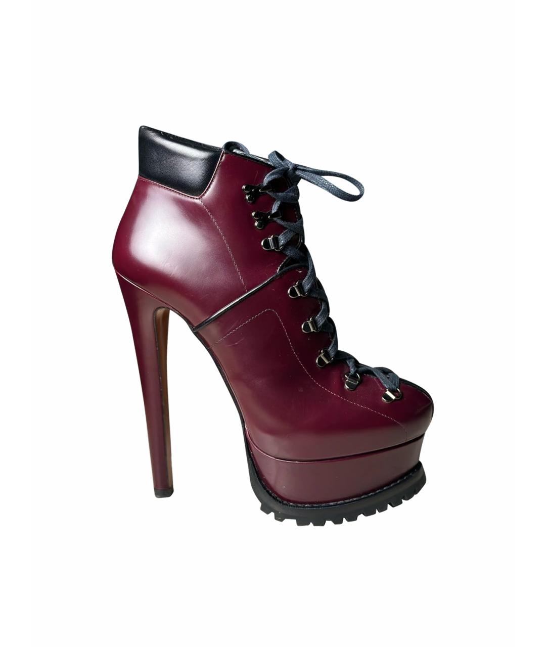 ALAIA Бордовые кожаные ботильоны, фото 1